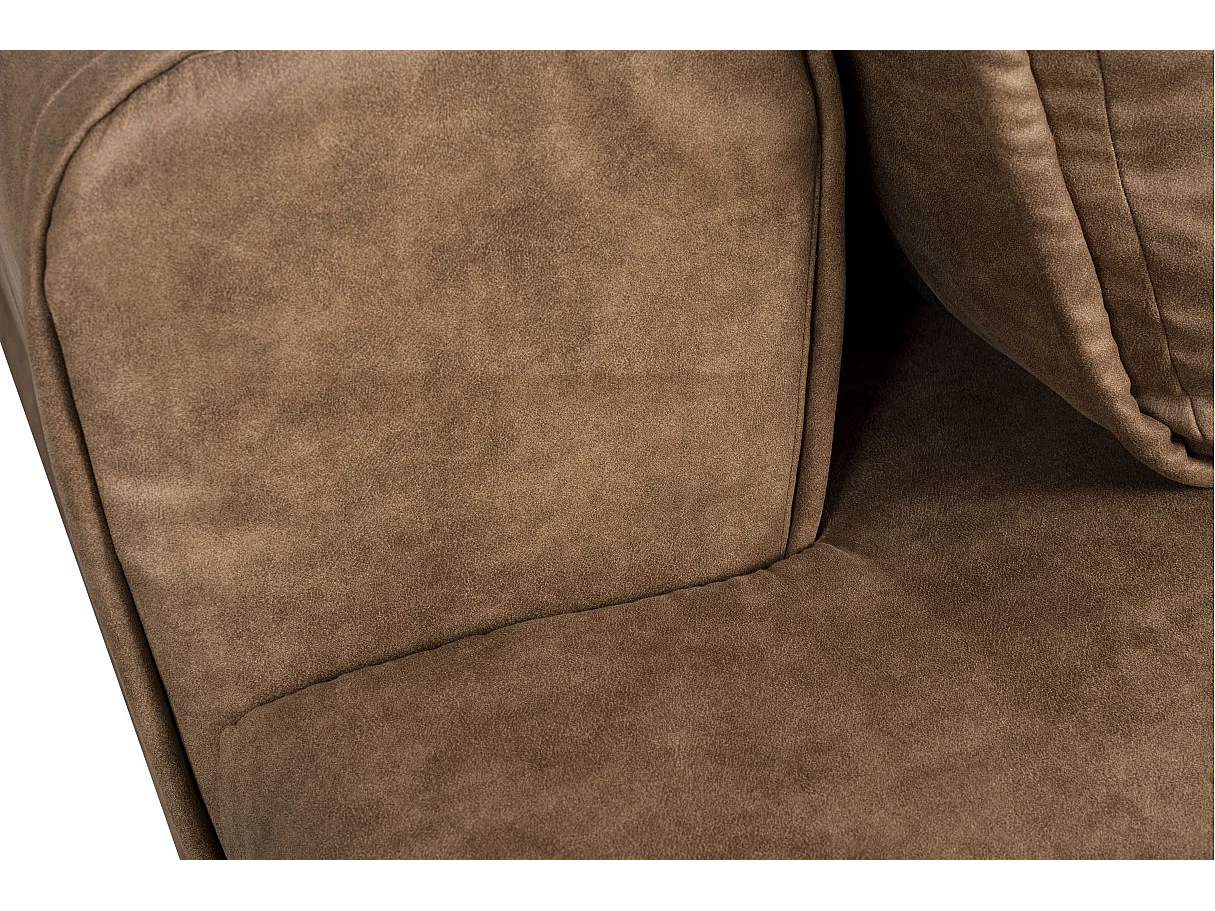 Canapé d'angle convertible 4 places avec coffre en tissu marron