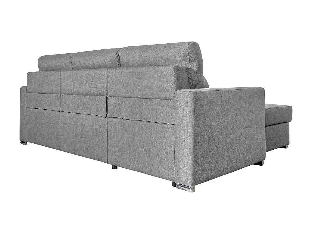Canapé d'angle 4 places Kei réversible convertible en tissu - Gris clair - L242 x P177 x H95cm - Loungitude