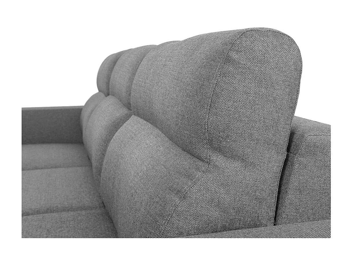 Canapé d'angle 4 places Kei réversible convertible en tissu - Gris clair - L242 x P177 x H95cm - Loungitude