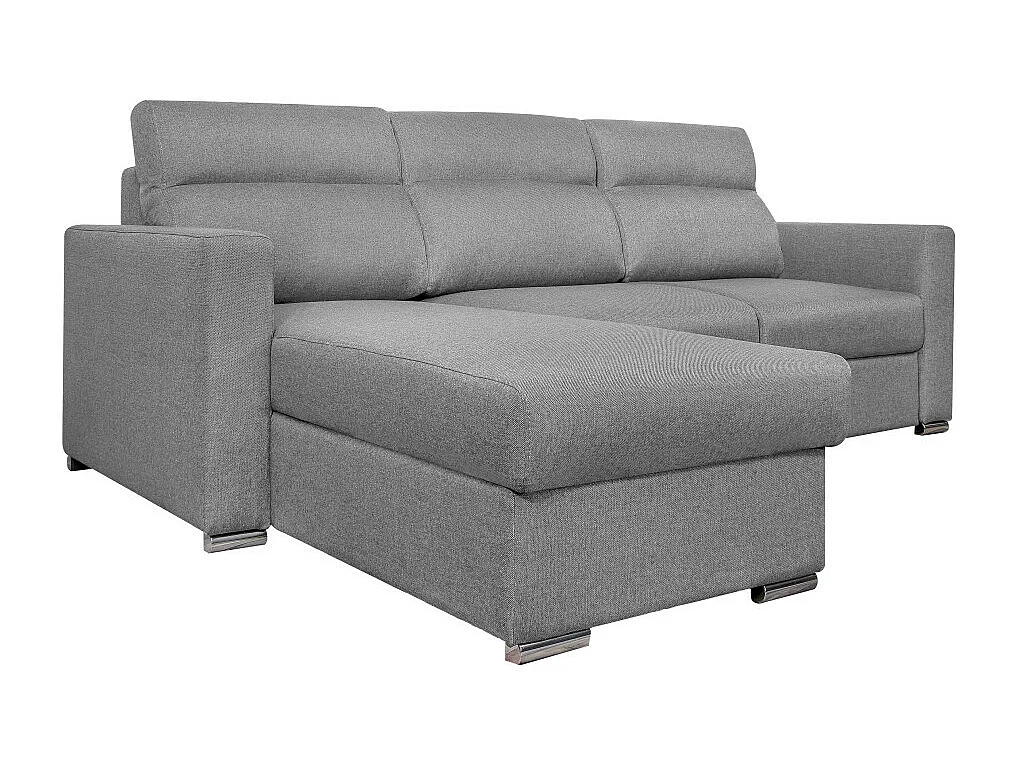 Canapé d'angle 4 places Kei réversible convertible en tissu - Gris clair - L242 x P177 x H95cm - Loungitude