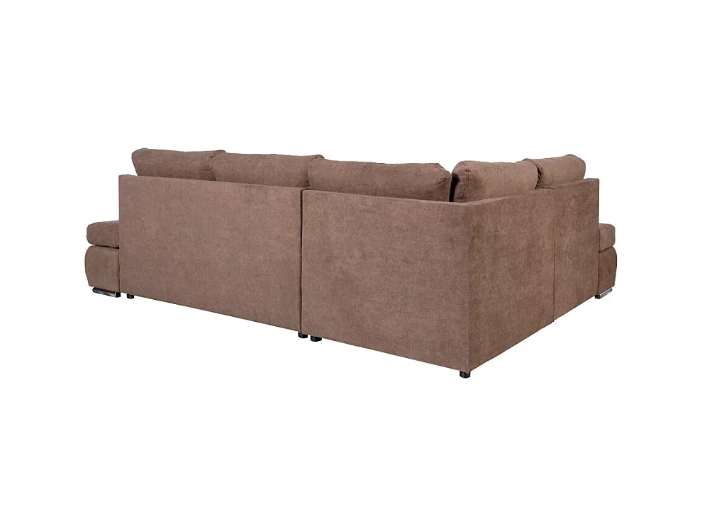 Canapé d'angle Sebastian Réversible et convertible avec coffre en tissu - Marron - L267 x P200 x H90cm - Loungitude