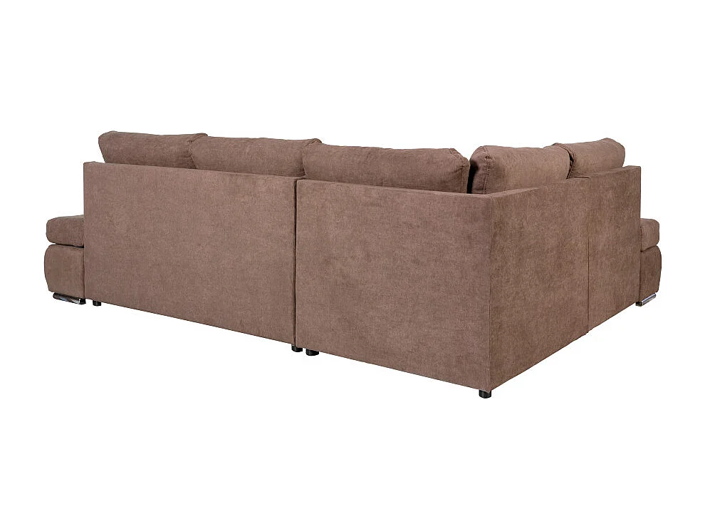 Canapé d'angle Sebastian Réversible et convertible avec coffre en tissu - Marron - L267 x P200 x H90cm - Loungitude