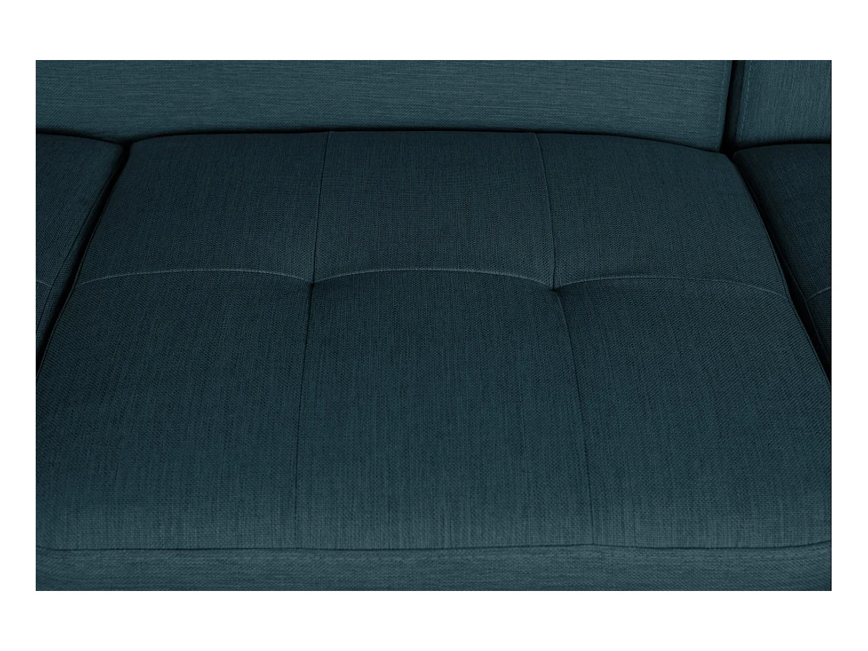 Canapé d'angle droit convertible Rio Scandinave avec coffre en tissu - Bleu, Pieds bois - L271 x P192 x H70cm - Loungitude