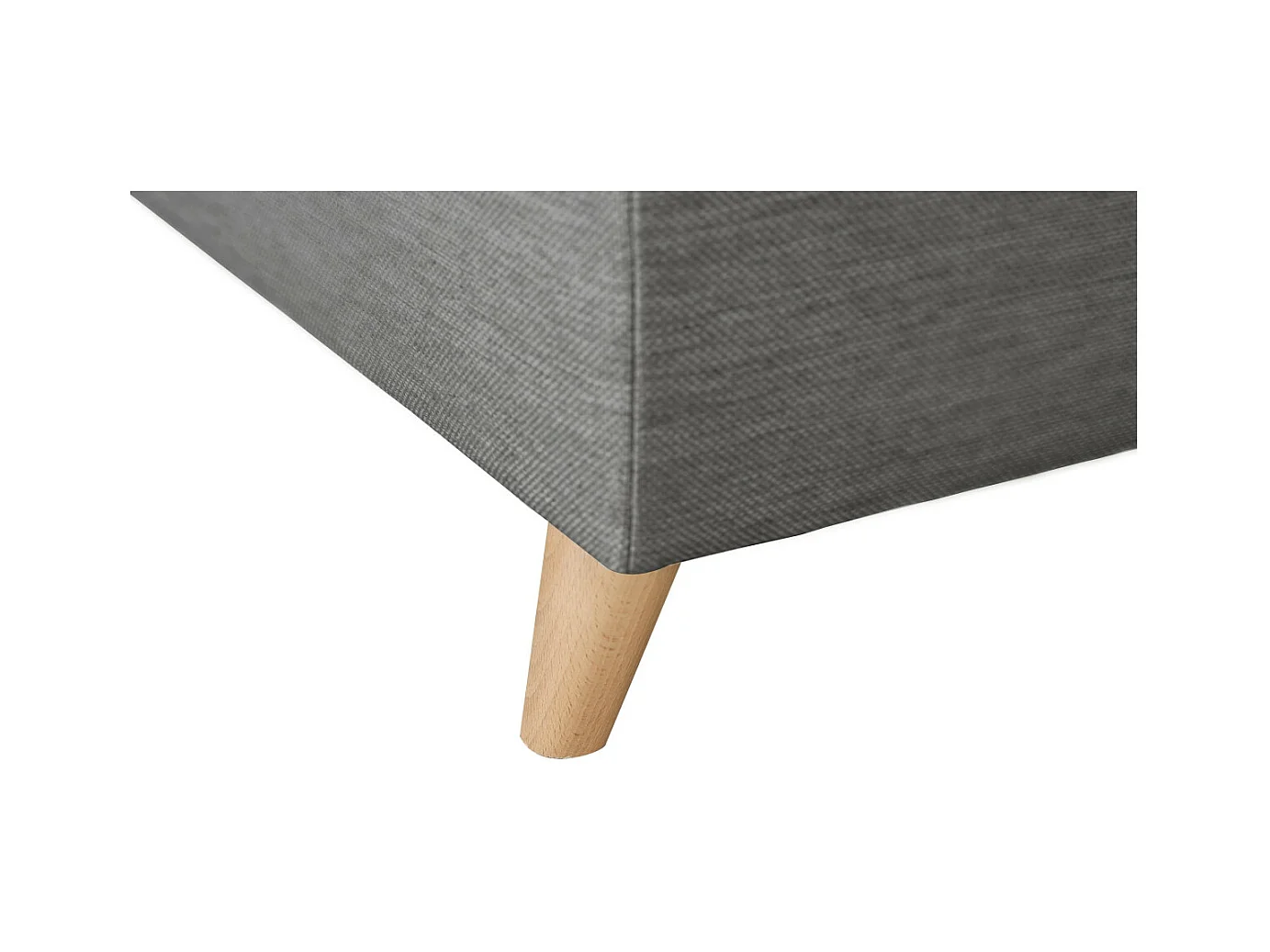 Canapé d'angle gauche convertible Rio Scandinave avec coffre en tissu - Gris clair, Pieds bois - L271 x P192 x H70cm - Loungitude