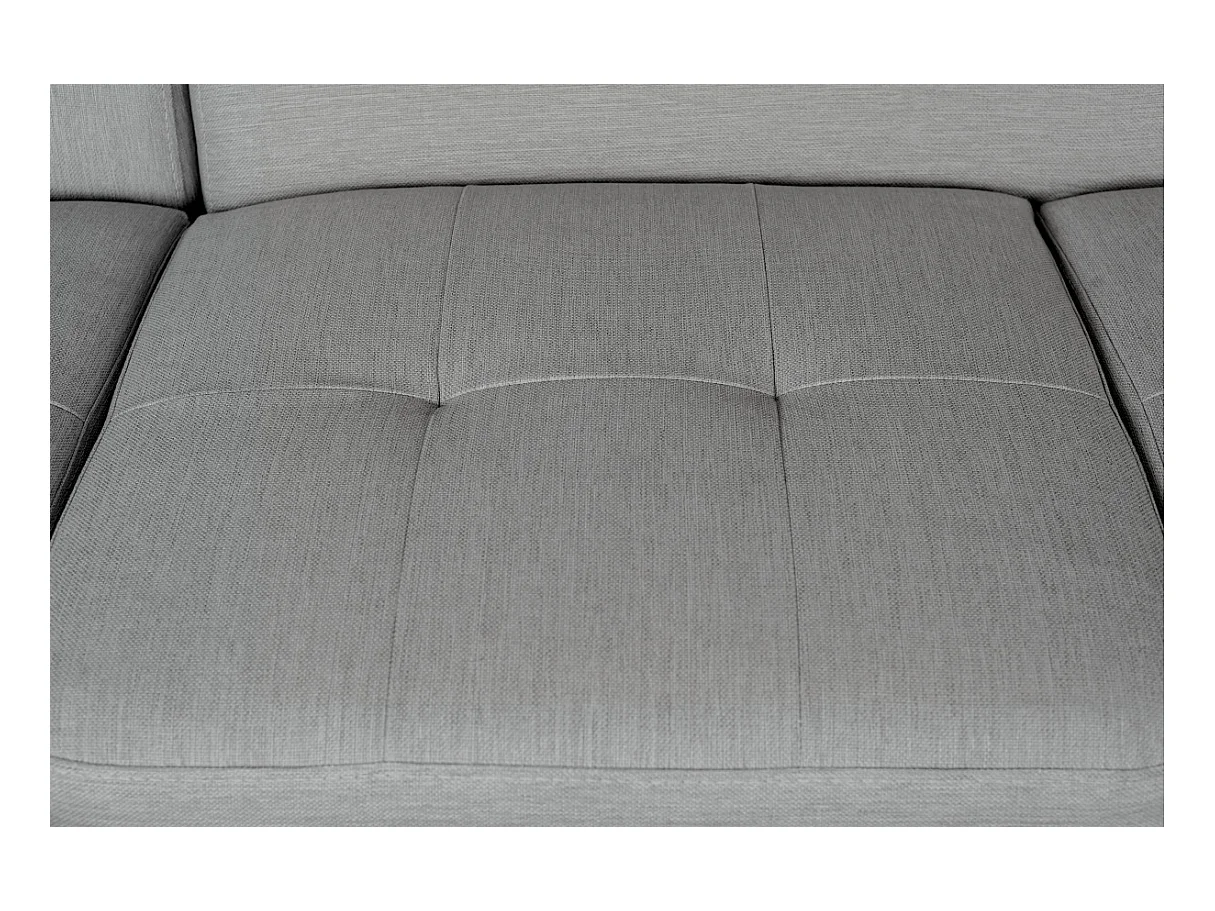Canapé d'angle gauche convertible Rio Scandinave avec coffre en tissu - Gris clair, Pieds bois - L271 x P192 x H70cm - Loungitude