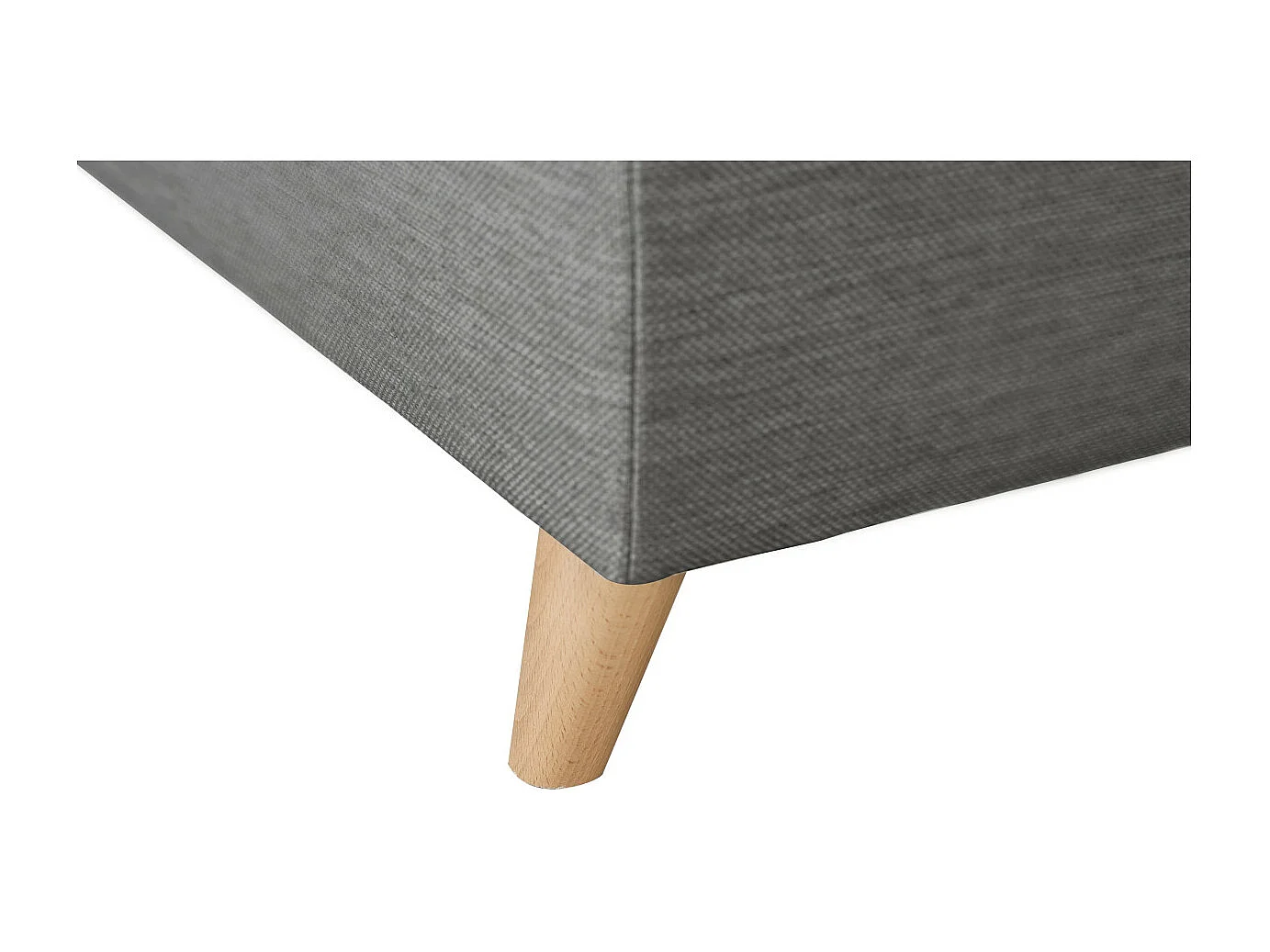 Canapé d'angle gauche convertible Rio Scandinave avec coffre en tissu - Gris clair, Pieds bois - L271 x P192 x H70cm - Loungitude
