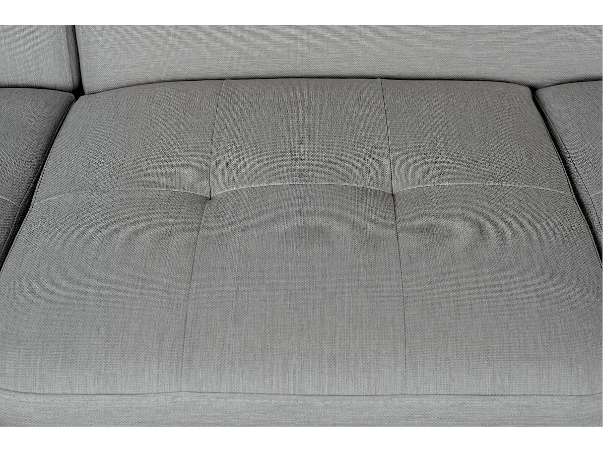 Canapé d'angle gauche convertible Rio Scandinave avec coffre en tissu - Gris clair, Pieds bois - L271 x P192 x H70cm - Loungitude