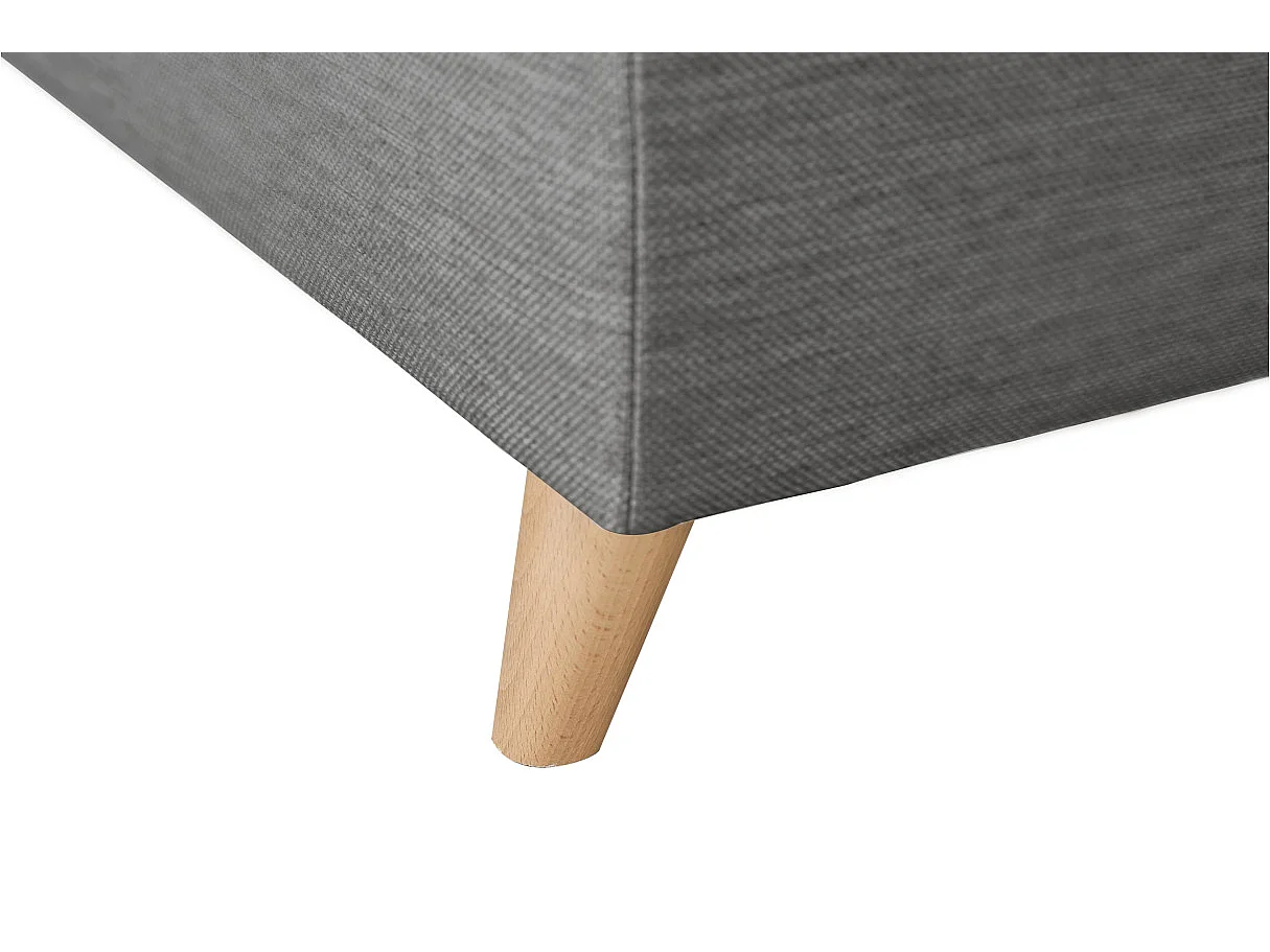 Canapé d'angle gauche convertible Rio Scandinave avec coffre en tissu - Gris clair, Pieds bois - L271 x P192 x H70cm - Loungitude