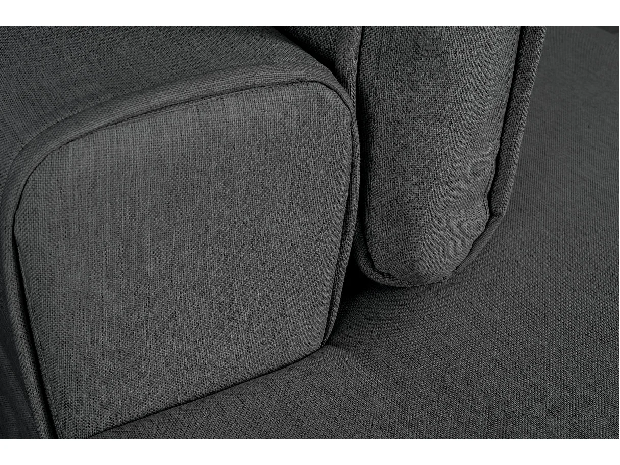 Canapé d'angle gauche 4 places India convertible 2 coffres en tissu - Gris anthracite - L304 x 212 x 86cm - Loungitude