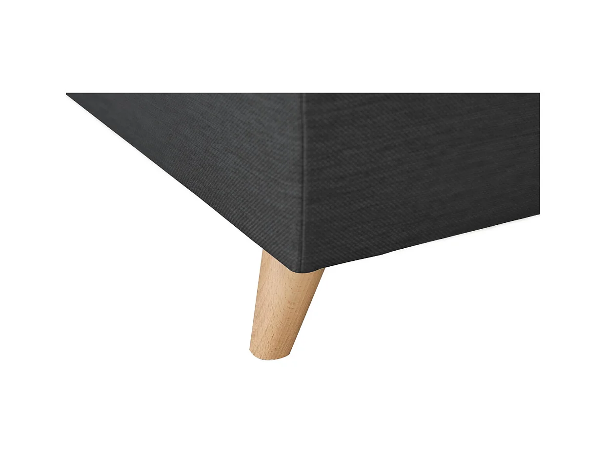 Canapé d'angle gauche convertible Rio Scandinave avec coffre en tissu - Gris anthracite, Pieds bois - L271 x P192 x H70cm - Loungitude