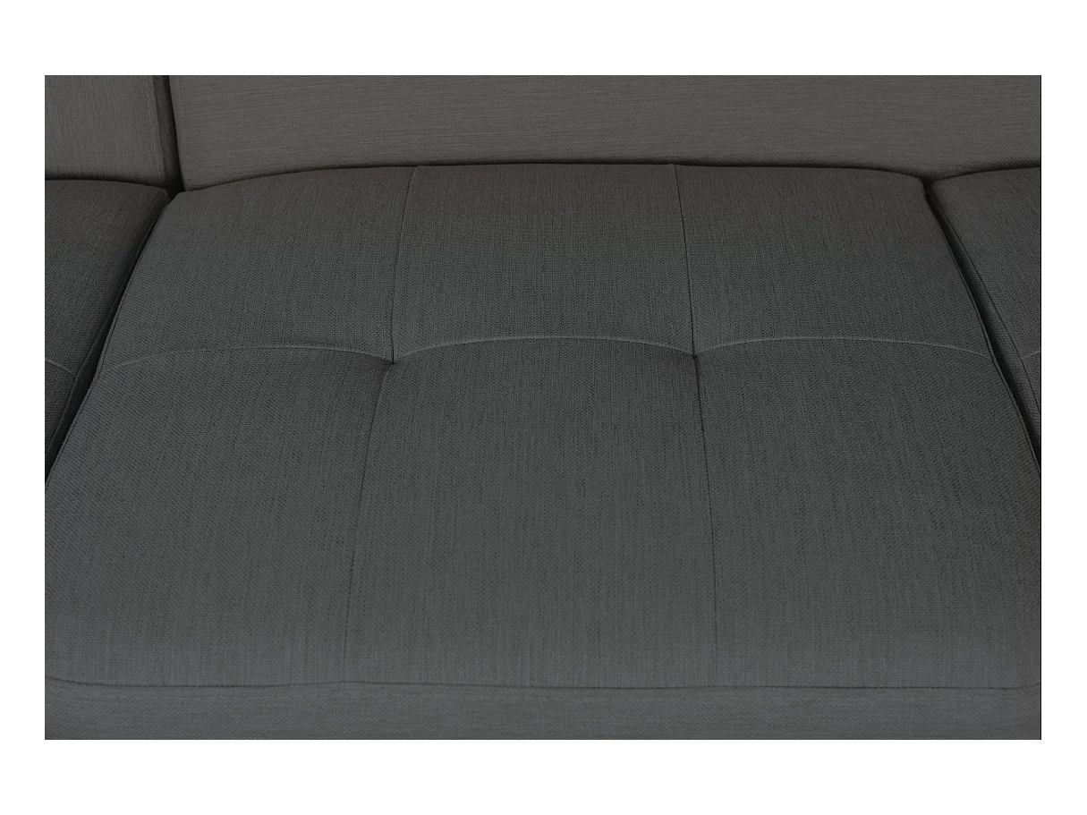 Canapé d'angle gauche convertible Rio Scandinave avec coffre en tissu - Gris anthracite, Pieds bois - L271 x P192 x H70cm - Loungitude