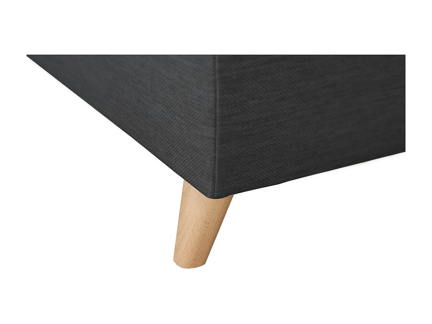 Canapé d'angle gauche convertible Rio Scandinave avec coffre en tissu - Gris anthracite, Pieds bois - L271 x P192 x H70cm - Loungitude