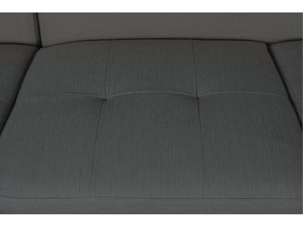 Canapé d'angle gauche convertible Rio Scandinave avec coffre en tissu - Gris anthracite, Pieds bois - L271 x P192 x H70cm - Loungitude