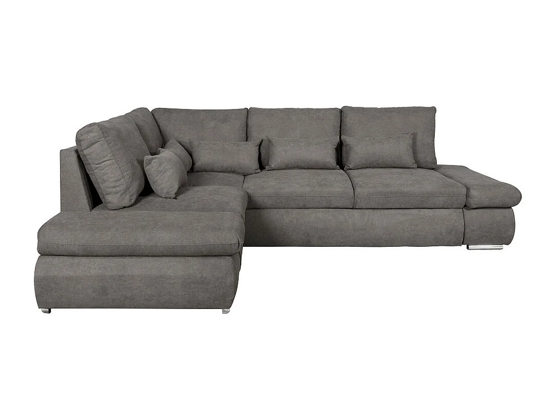 Canapé d'angle Sebastian Réversible et Convertible avec coffre en tissu - Gris - L267 x P200 x H90cm - Loungitude
