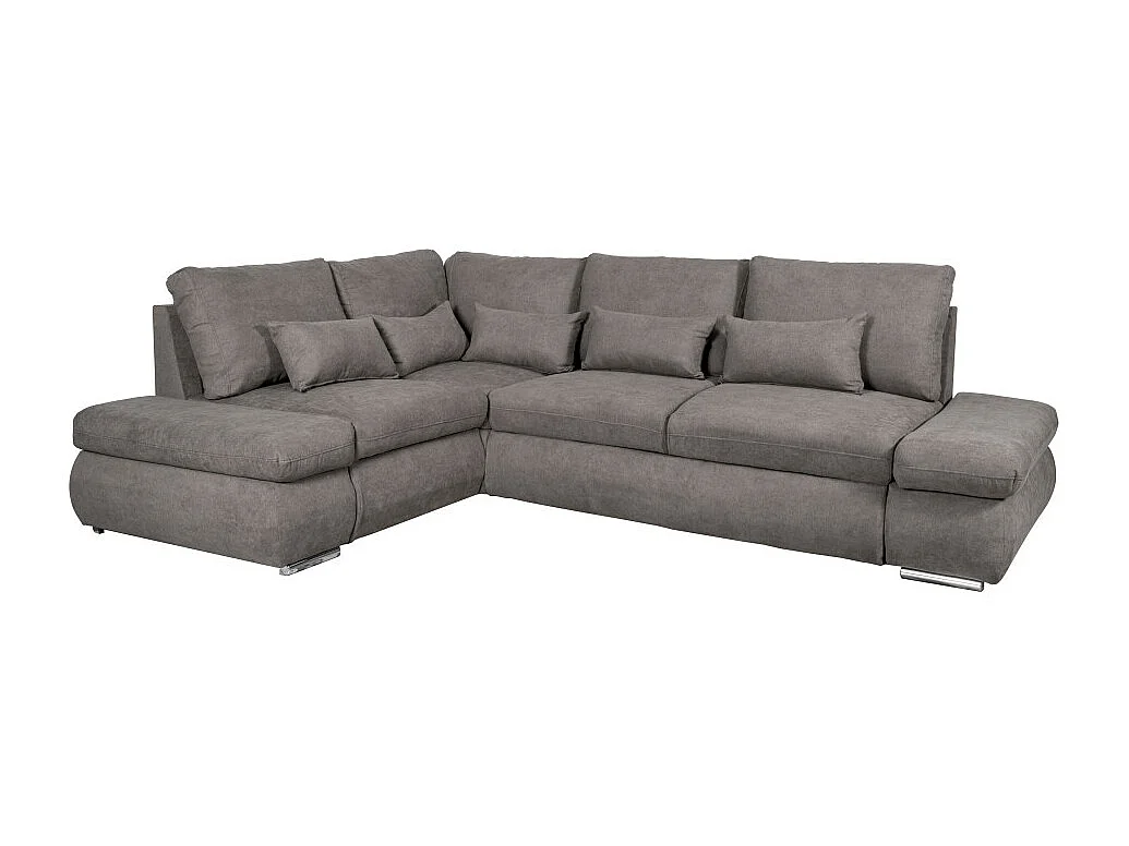 Canapé d'angle Sebastian Réversible et Convertible avec coffre en tissu - Gris - L267 x P200 x H90cm - Loungitude