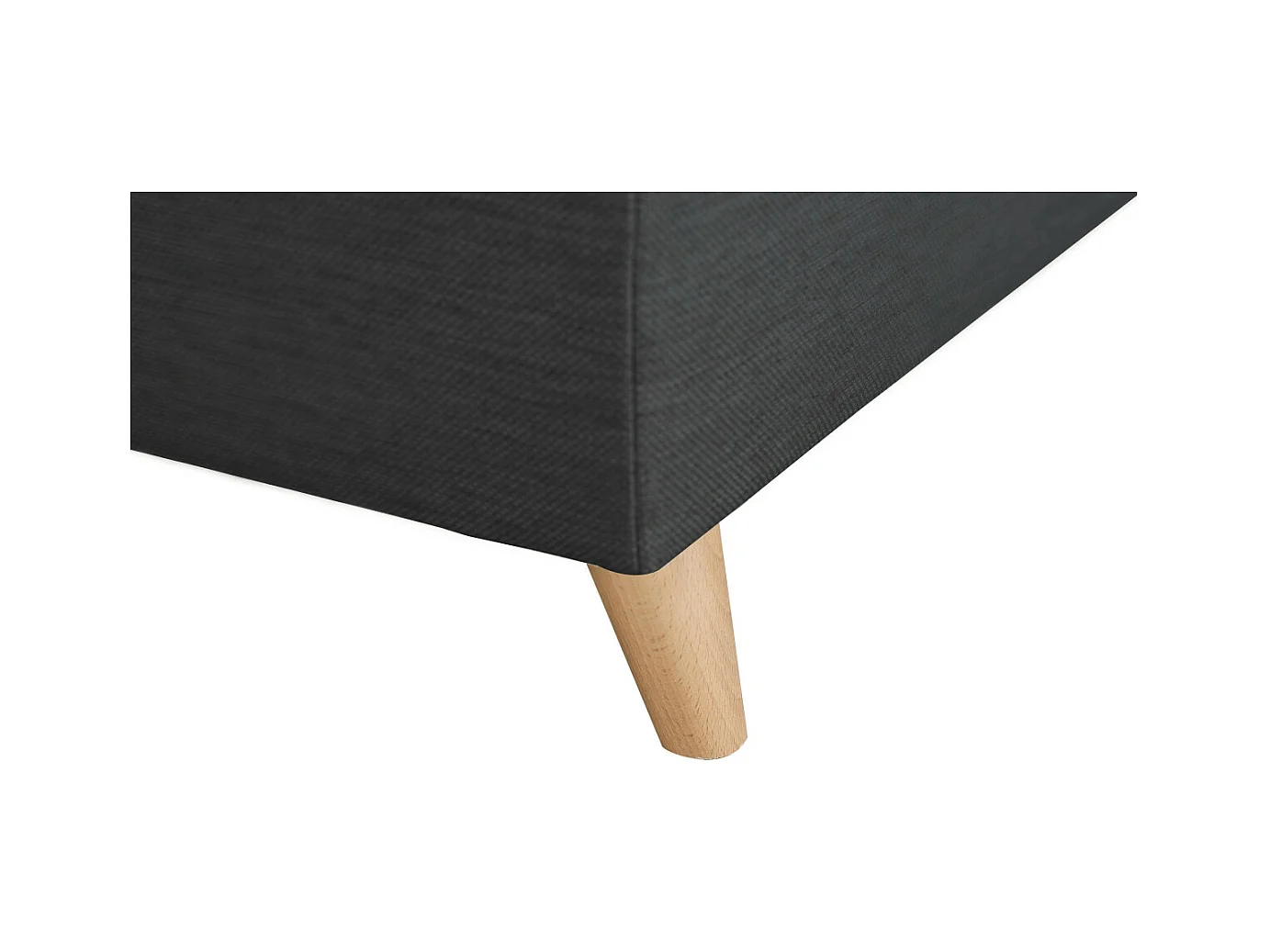 Canapé d'angle droit convertible Rio Scandinave avec coffre en tissu - Gris anthracite, Pieds bois - L271 x P192 x H70cm - Loungitude