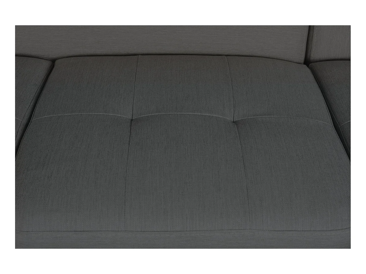 Canapé d'angle droit convertible Rio Scandinave avec coffre en tissu - Gris anthracite, Pieds bois - L271 x P192 x H70cm - Loungitude