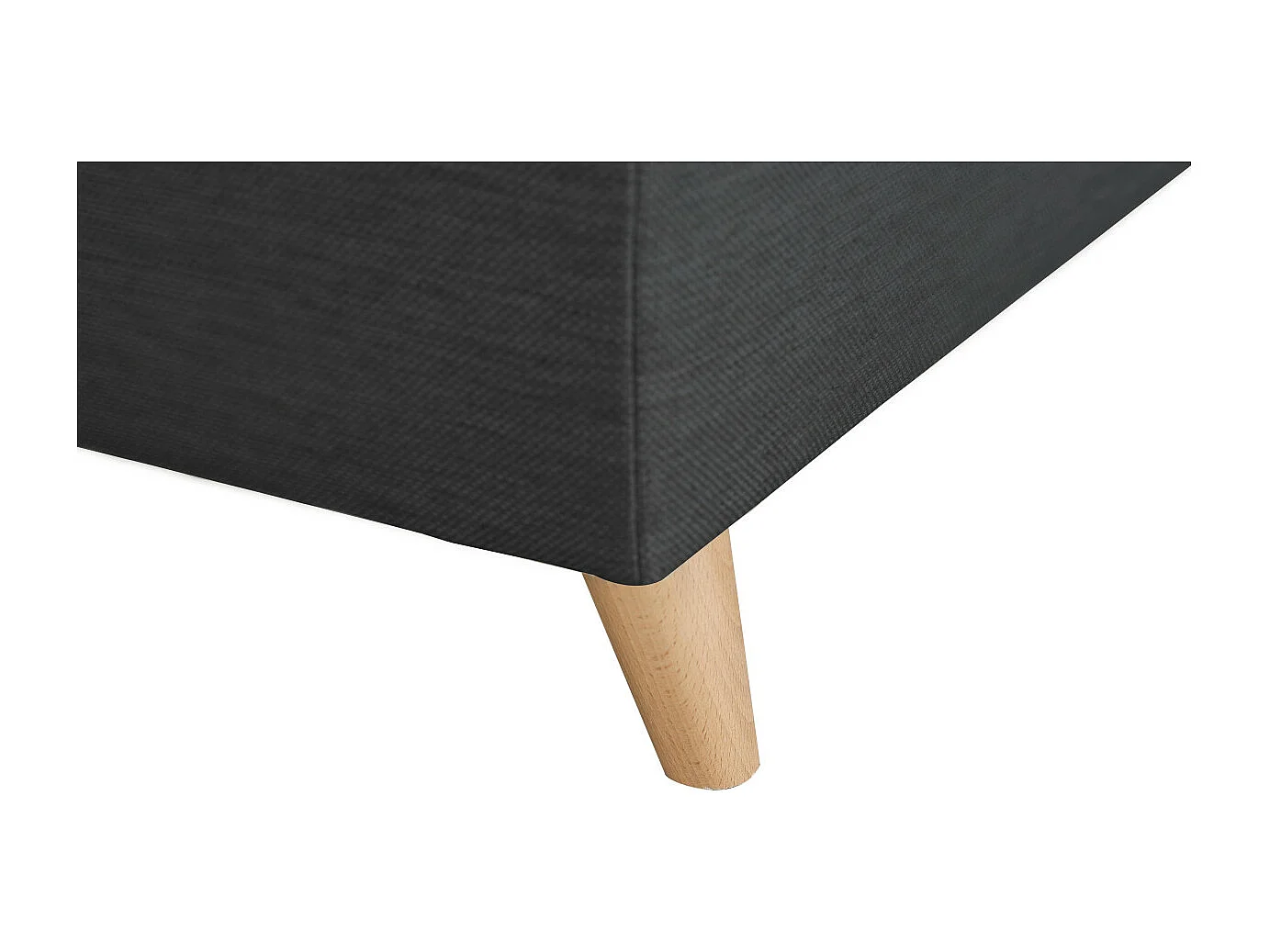 Canapé d'angle droit convertible Rio Scandinave avec coffre en tissu - Gris anthracite, Pieds bois - L271 x P192 x H70cm - Loungitude