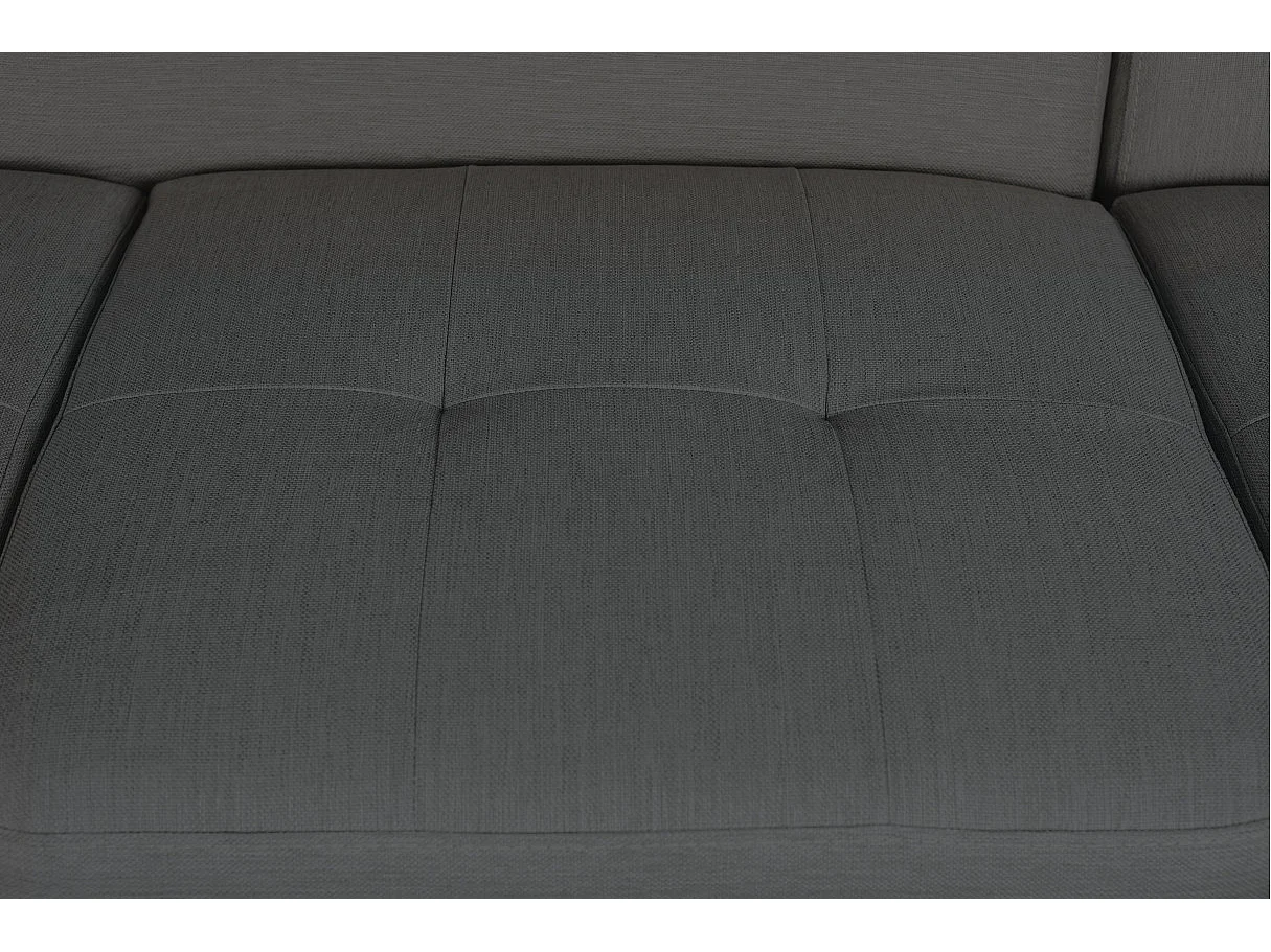 Canapé d'angle droit convertible Rio Scandinave avec coffre en tissu - Gris anthracite, Pieds bois - L271 x P192 x H70cm - Loungitude