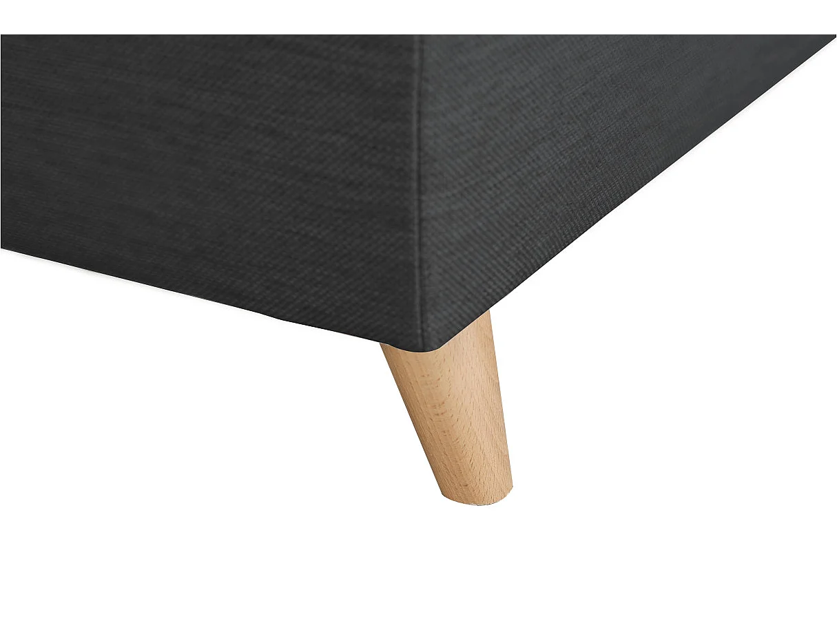 Canapé d'angle droit convertible Rio Scandinave avec coffre en tissu - Gris anthracite, Pieds bois - L271 x P192 x H70cm - Loungitude