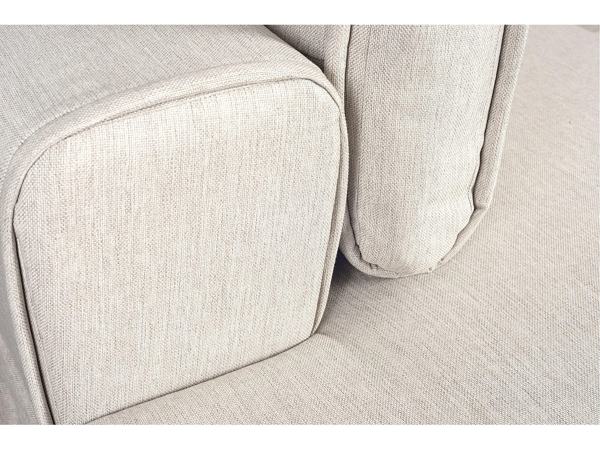 Canapé d'angle gauche 4 places India convertible 2 coffres en tissu - Beige - L304 x 212 x 86cm - Loungitude