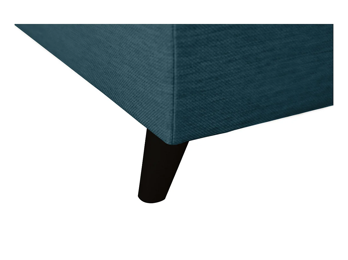 Canapé d'angle gauche convertible Rio Scandinave avec coffre en tissu - Bleu, Pieds noir - L271 x P192 x H70cm - Loungitude