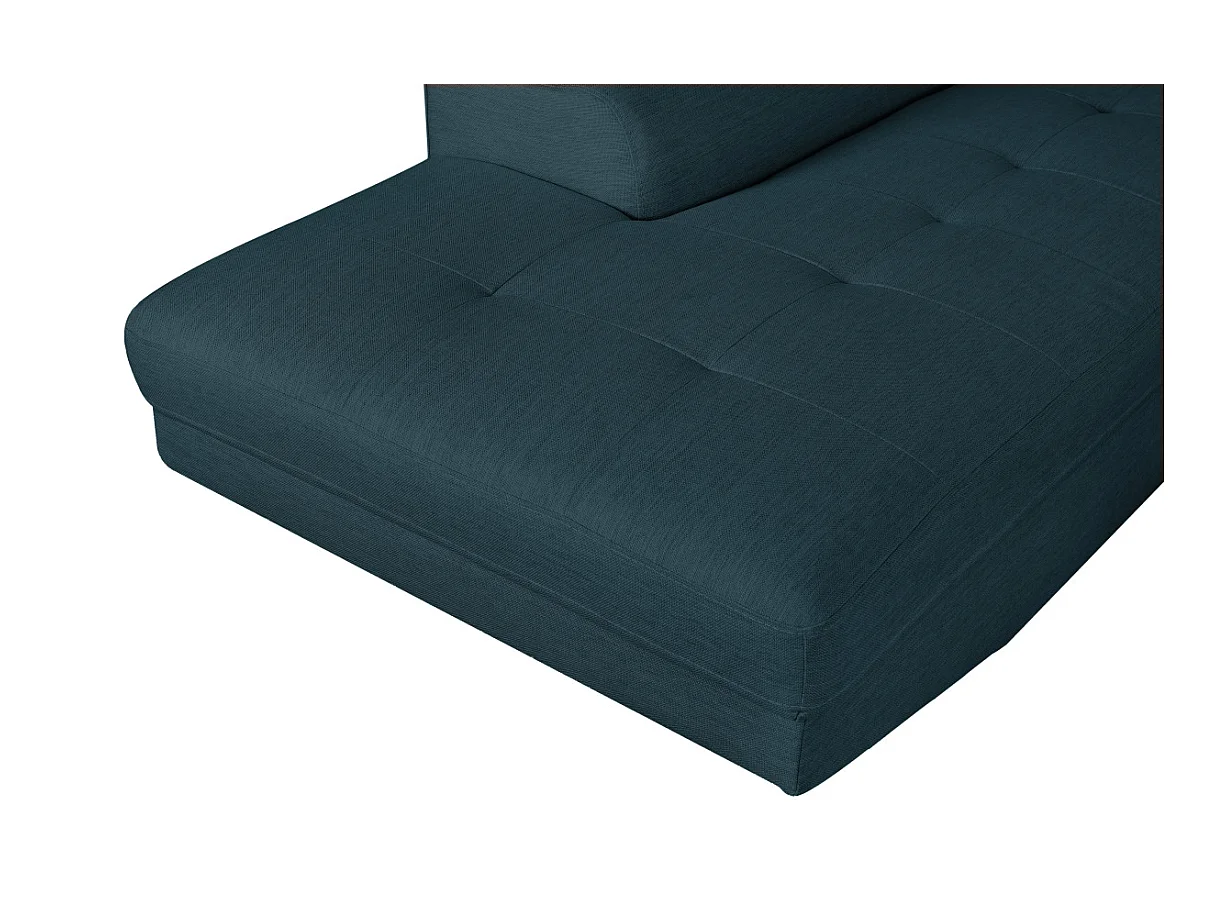 Canapé d'angle gauche convertible Rio Scandinave avec coffre en tissu - Bleu, Pieds noir - L271 x P192 x H70cm - Loungitude