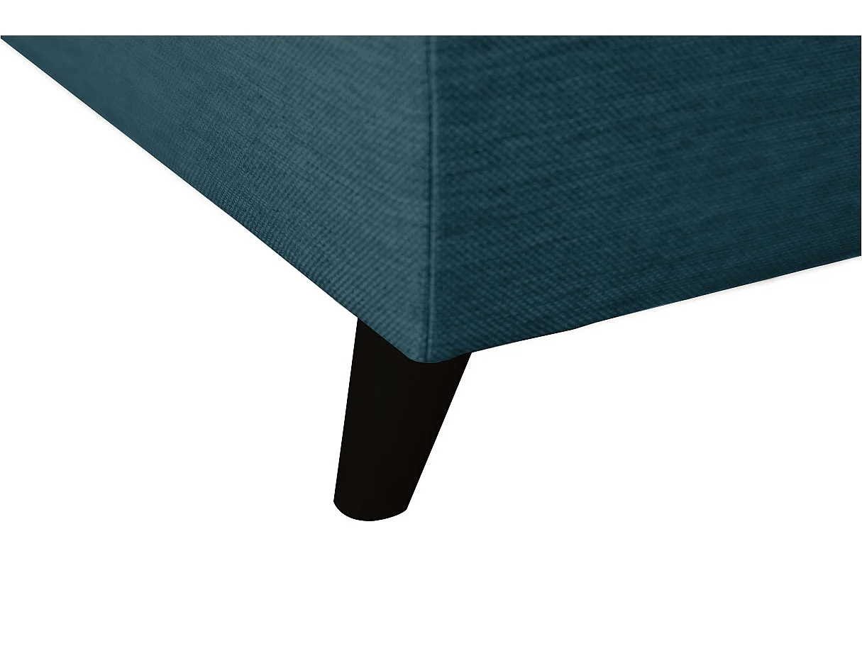 Canapé d'angle gauche convertible Rio Scandinave avec coffre en tissu - Bleu, Pieds noir - L271 x P192 x H70cm - Loungitude