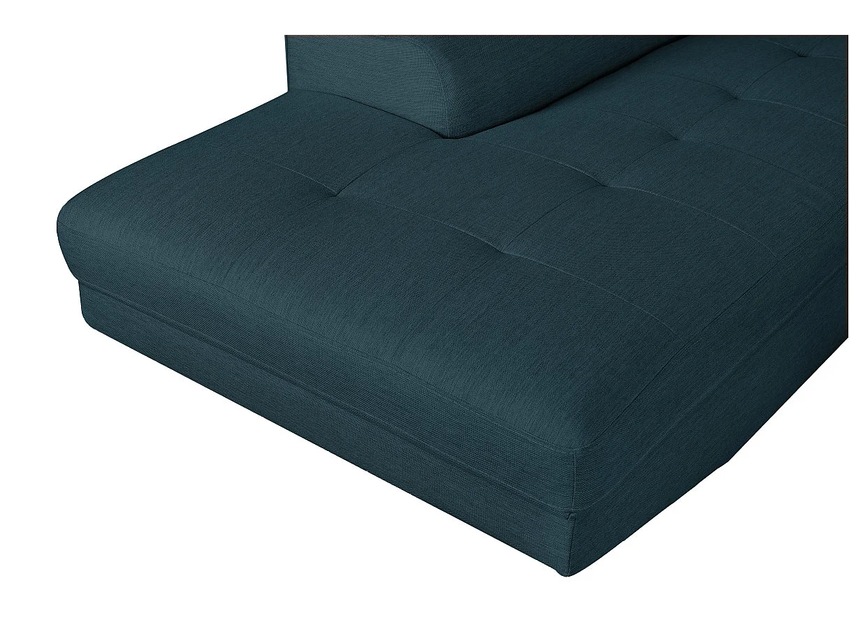 Canapé d'angle gauche convertible Rio Scandinave avec coffre en tissu - Bleu, Pieds noir - L271 x P192 x H70cm - Loungitude