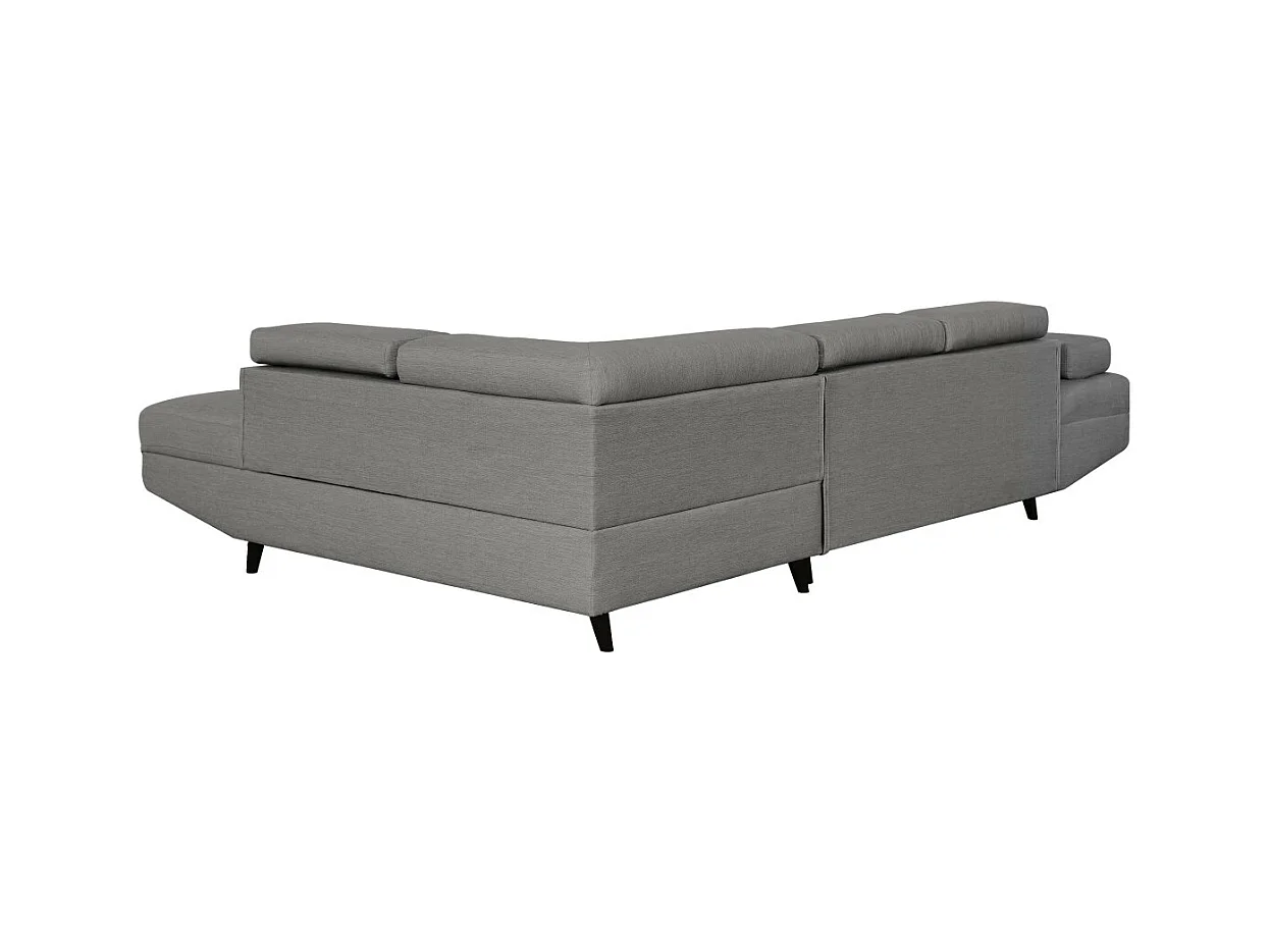Canapé d'angle droit convertible Rio Scandinave avec coffre en tissu - Gris clair, Pieds noir - L271 x P192 x H70cm - Loungitude
