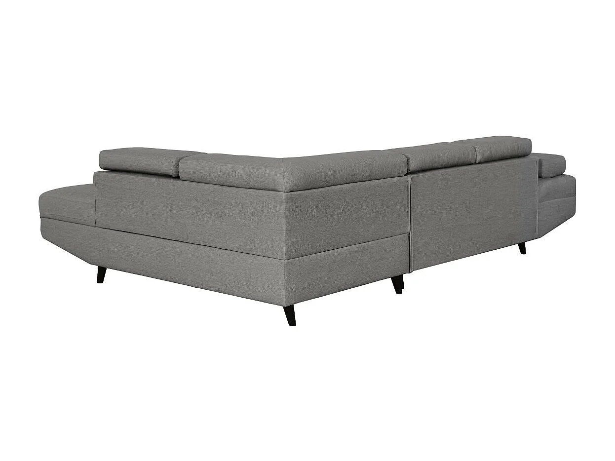 Canapé d'angle droit convertible Rio Scandinave avec coffre en tissu - Gris clair, Pieds noir - L271 x P192 x H70cm - Loungitude