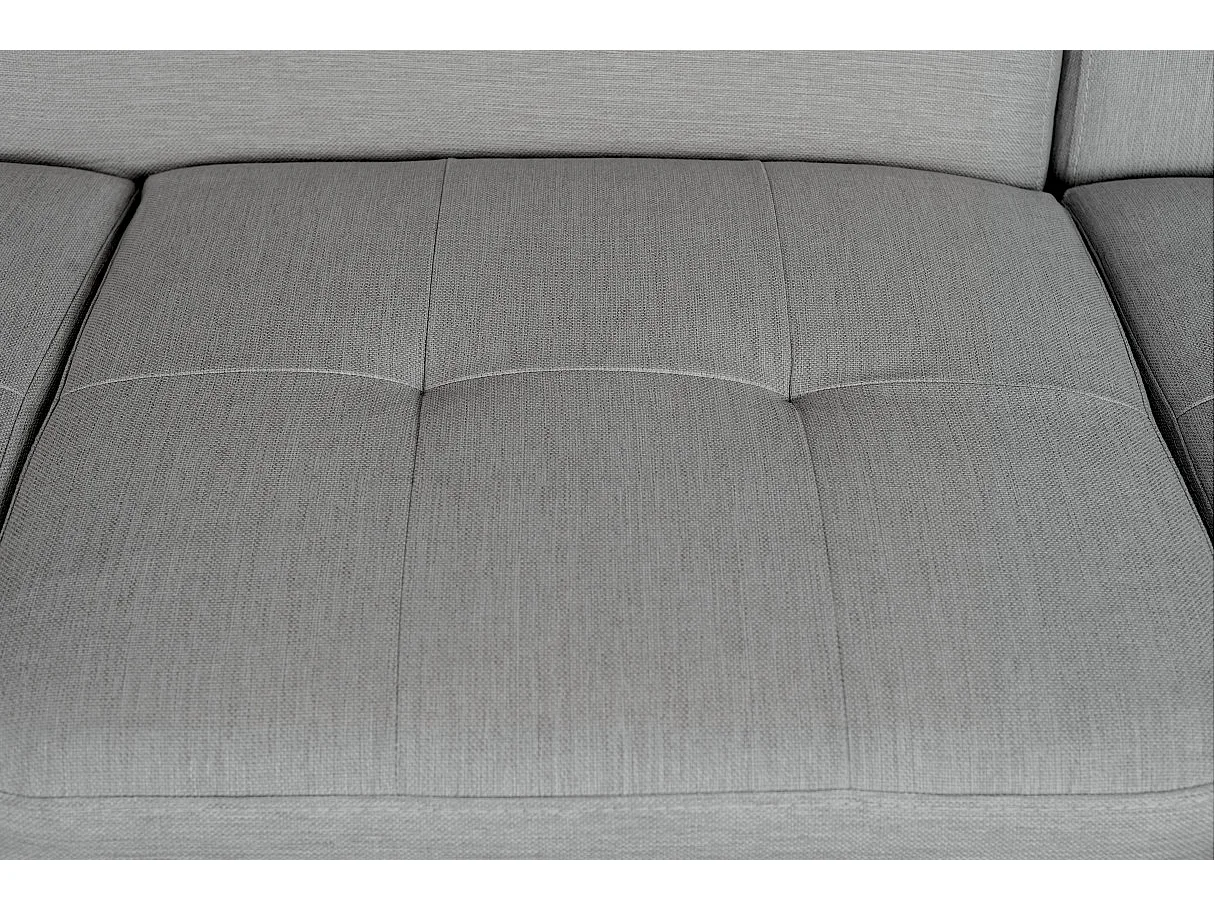 Canapé d'angle droit convertible Rio Scandinave avec coffre en tissu - Gris clair, Pieds noir - L271 x P192 x H70cm - Loungitude
