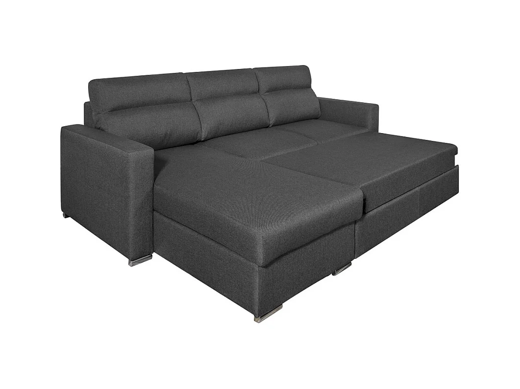 Canapé d'angle 4 places Kei réversible convertible en tissu - Gris anthracite - L242 x P177 x H95cm - Loungitude