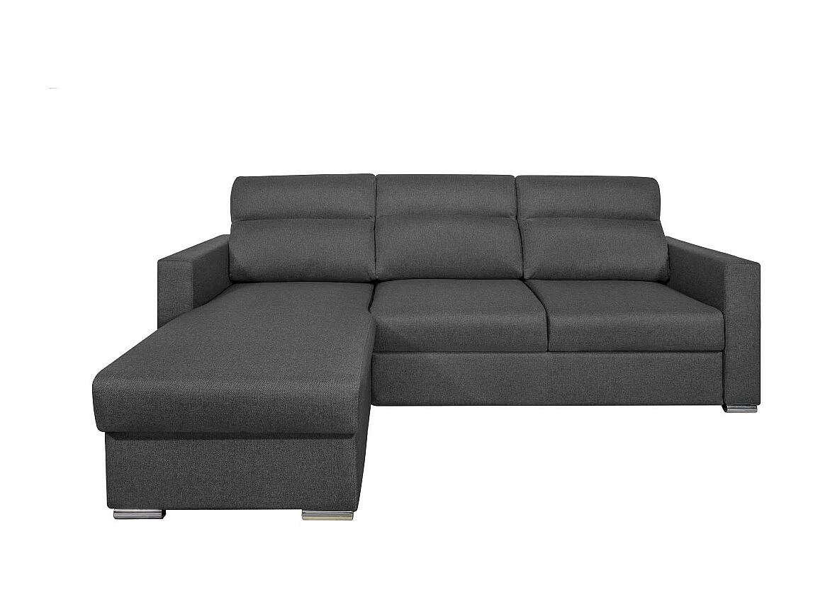 Canapé d'angle 4 places Kei réversible convertible en tissu - Gris anthracite - L242 x P177 x H95cm - Loungitude