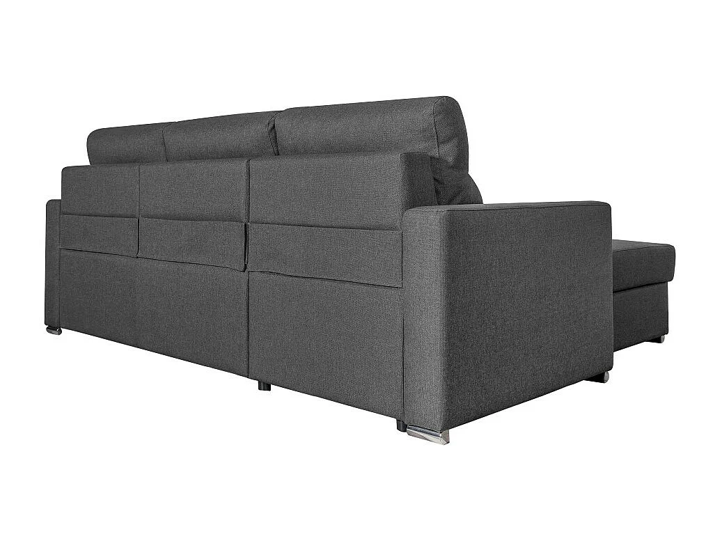 Canapé d'angle 4 places Kei réversible convertible en tissu - Gris anthracite - L242 x P177 x H95cm - Loungitude