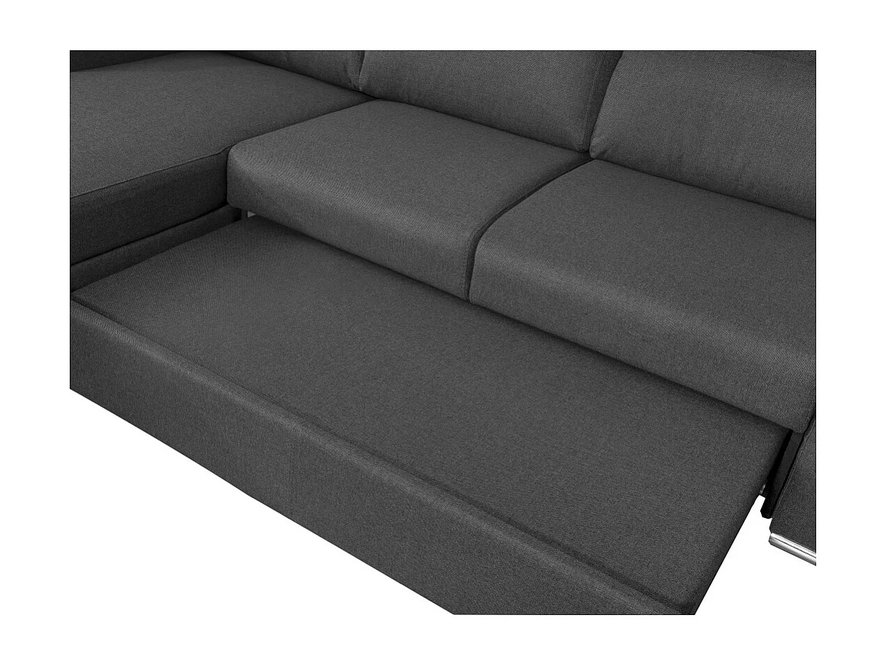 Canapé d'angle 4 places Kei réversible convertible en tissu - Gris anthracite - L242 x P177 x H95cm - Loungitude