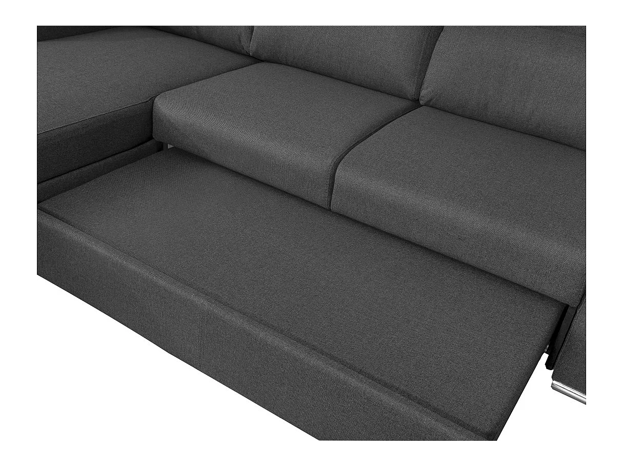 Canapé d'angle 4 places Kei réversible convertible en tissu - Gris anthracite - L242 x P177 x H95cm - Loungitude
