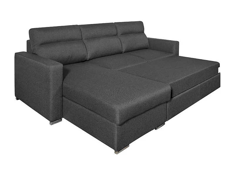 Canapé d'angle 4 places Kei réversible convertible en tissu - Gris anthracite - L242 x P177 x H95cm - Loungitude