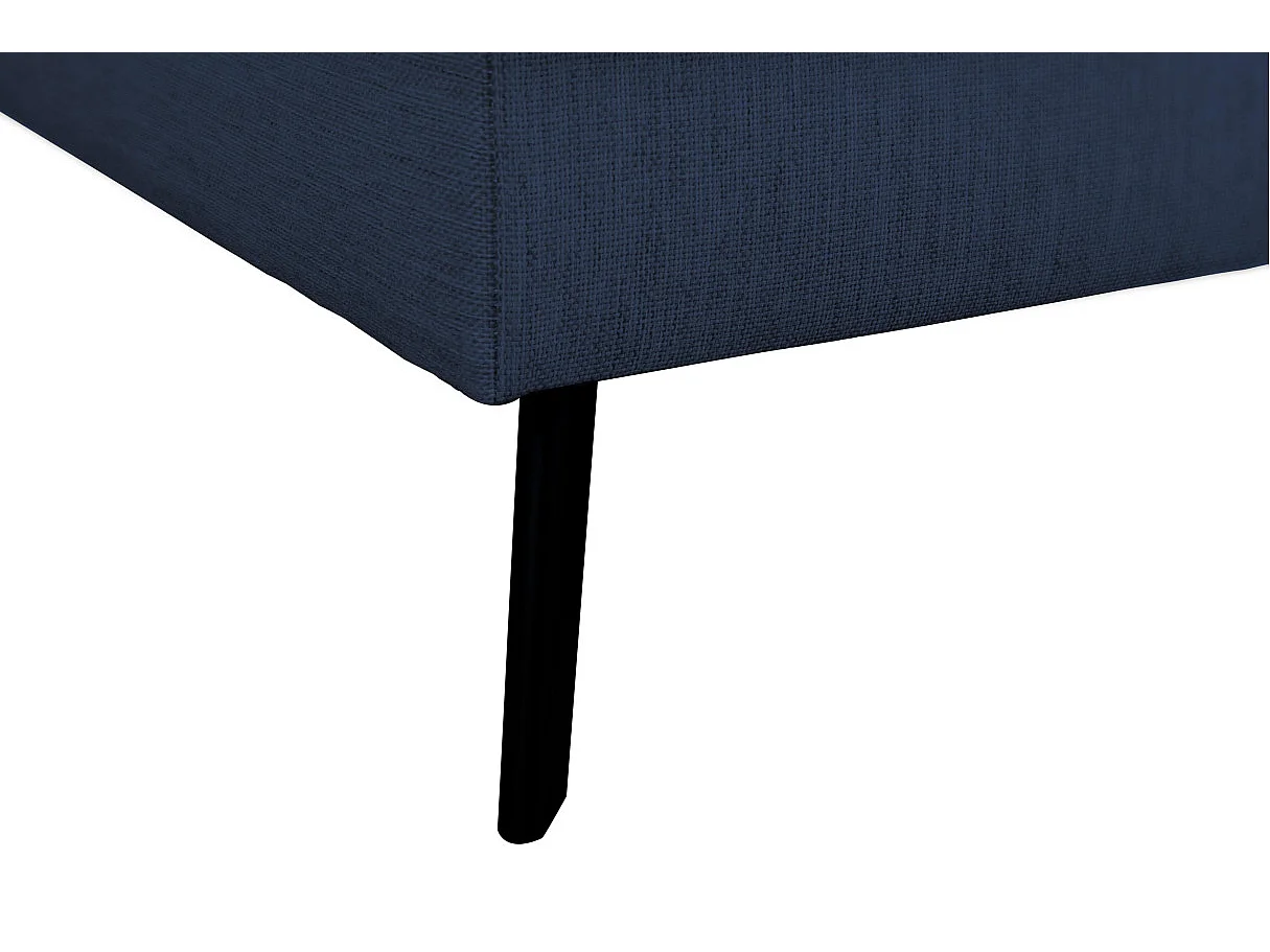 Canapé d'angle droit 4 places India convertible 2 coffres en tissu - Bleu foncé - L304 x 212 x 86cm - Loungitude