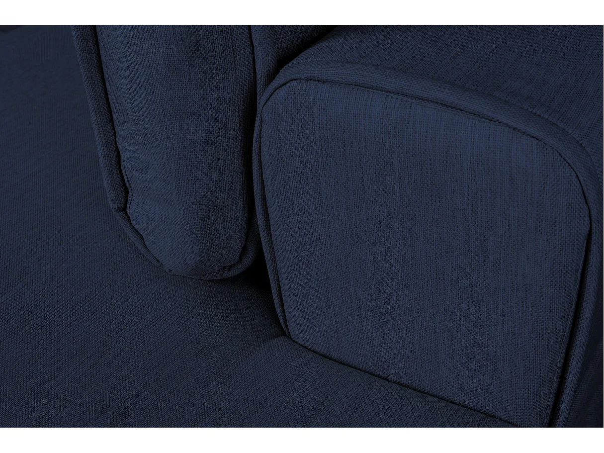 Canapé d'angle droit 4 places India convertible 2 coffres en tissu - Bleu foncé - L304 x 212 x 86cm - Loungitude