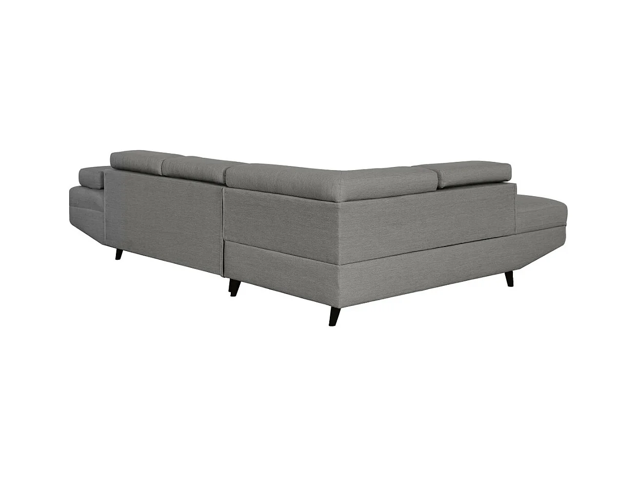 Canapé d'angle gauche convertible Rio Scandinave avec coffre en tissu - Gris clair, Pieds noir - L271 x P192 x H70cm - Loungitude