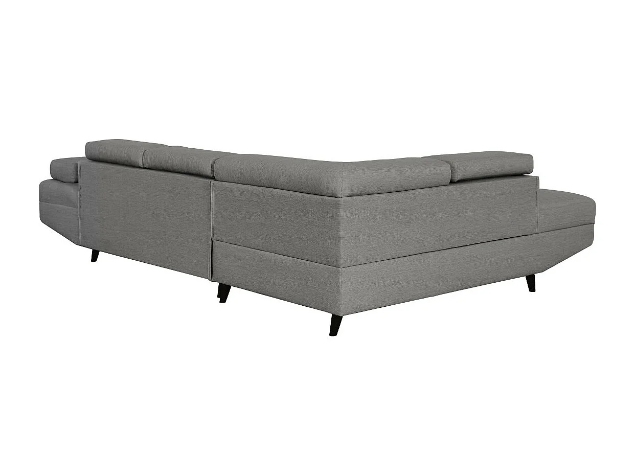 Canapé d'angle gauche convertible Rio Scandinave avec coffre en tissu - Gris clair, Pieds noir - L271 x P192 x H70cm - Loungitude