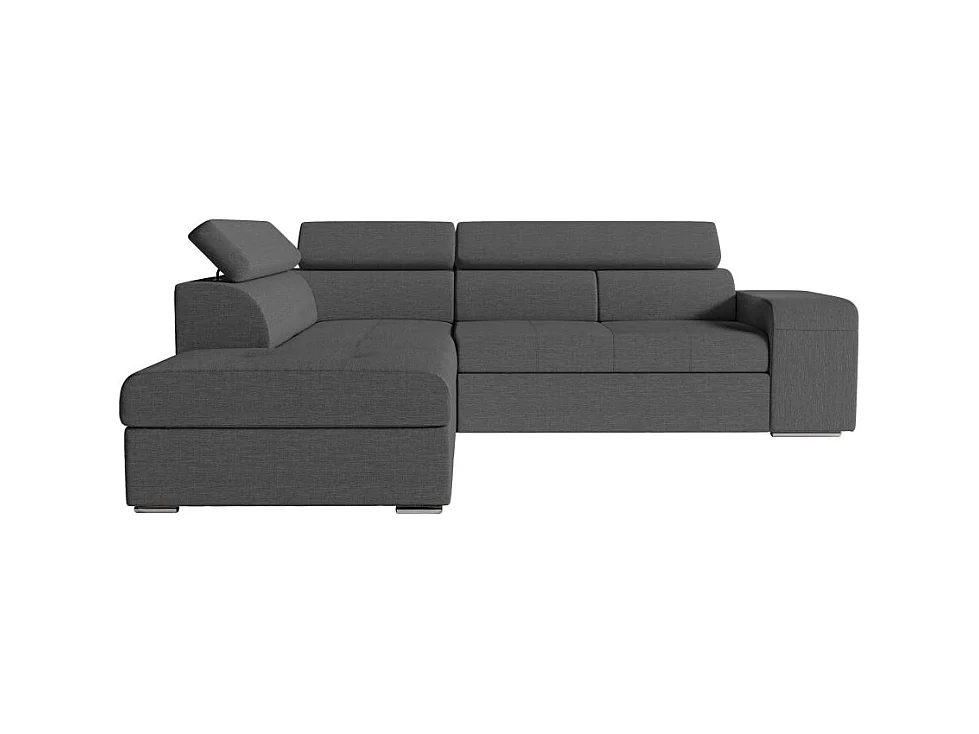 Canapé d'angle gauche 3 places Soan convertible en tissu - Gris anthracite - L262 x P220 x H76cm - Loungitude