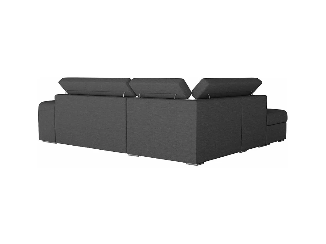 Canapé d'angle gauche 3 places Soan convertible en tissu - Gris anthracite - L262 x P220 x H76cm - Loungitude