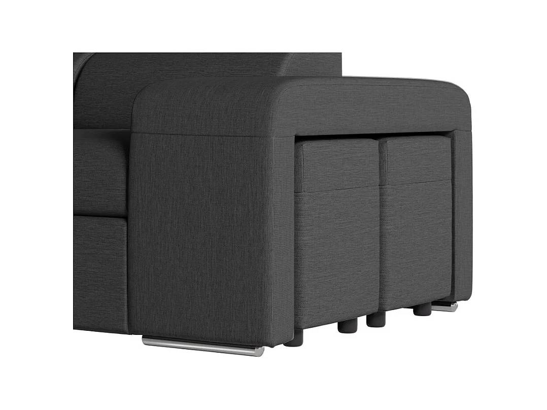 Canapé d'angle gauche 3 places Soan convertible en tissu - Gris anthracite - L262 x P220 x H76cm - Loungitude