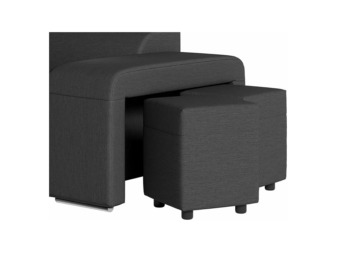 Canapé d'angle gauche 3 places Soan convertible en tissu - Gris anthracite - L262 x P220 x H76cm - Loungitude