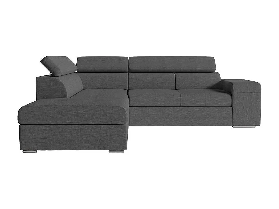 Canapé d'angle gauche 3 places Soan convertible en tissu - Gris anthracite - L262 x P220 x H76cm - Loungitude
