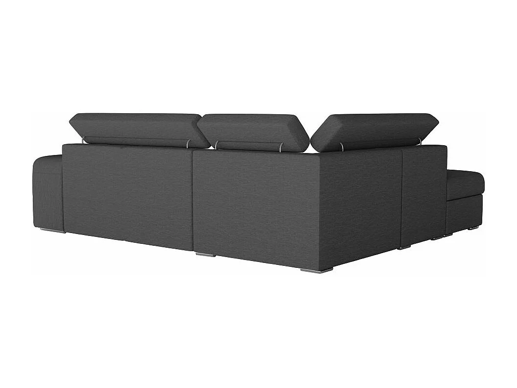 Canapé d'angle gauche 3 places Soan convertible en tissu - Gris anthracite - L262 x P220 x H76cm - Loungitude