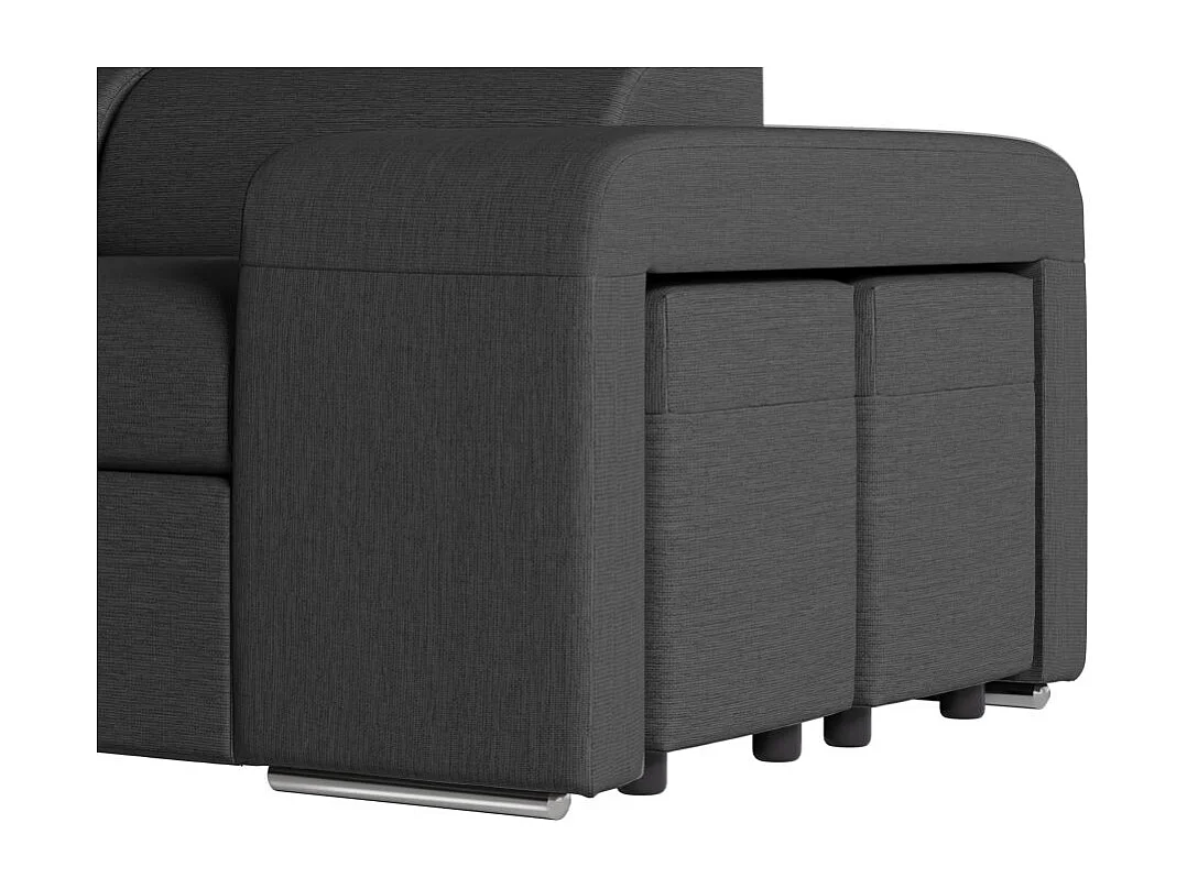 Canapé d'angle gauche 3 places Soan convertible en tissu - Gris anthracite - L262 x P220 x H76cm - Loungitude