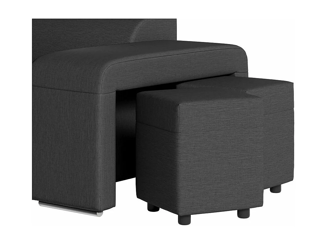 Canapé d'angle gauche 3 places Soan convertible en tissu - Gris anthracite - L262 x P220 x H76cm - Loungitude